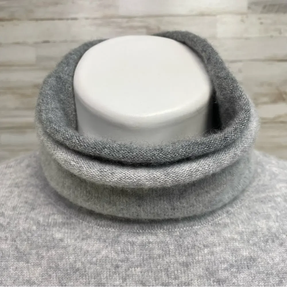 Magaschoni Cashmere Sweater Mock Neck Womens Size M Black Gray Colorblock - Picture 4 of 11